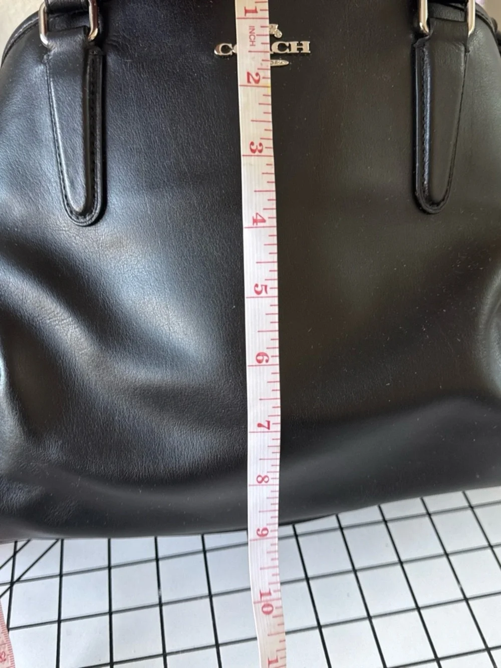 Coach Black Leather Messenger Bag with Silver Hardware